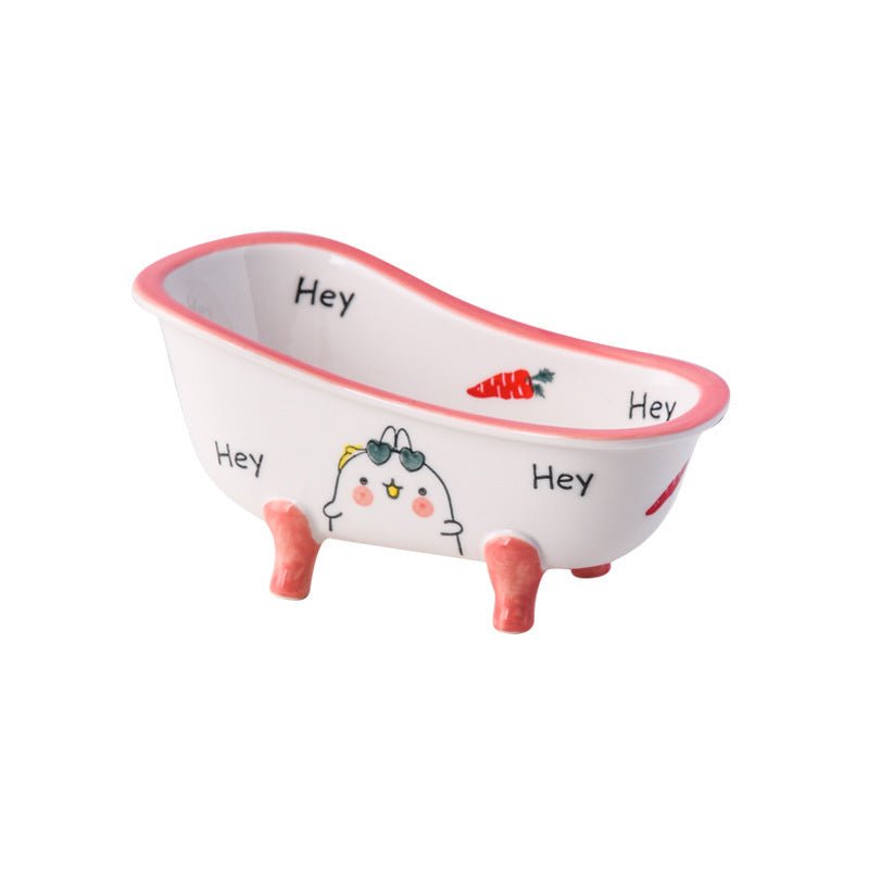 Mini Ceramic Bathtub Serving Dish – Vintage Clawfoot Design, Elegant Serving Bowl for Snacks and Sides 