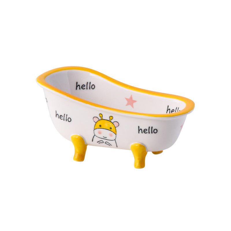 Mini Ceramic Bathtub Serving Dish – Vintage Clawfoot Design, Elegant Serving Bowl for Snacks and Sides 