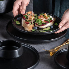 Minimalist 9-Piece Stoneware Dining Set with Matte Finish – Durable Ceramic Tableware