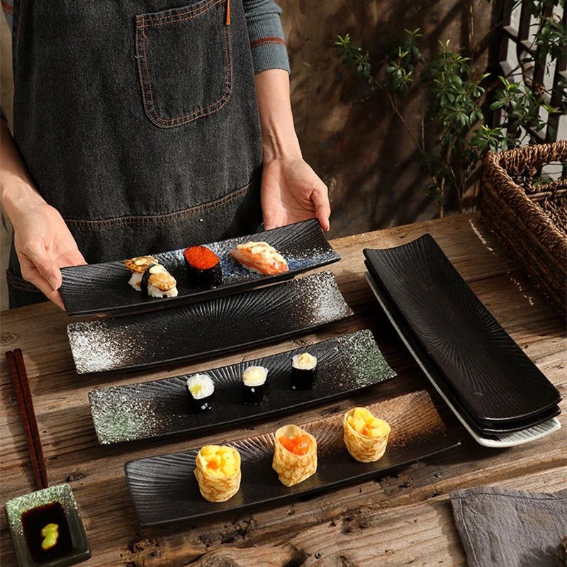 Minimalist Ceramic Sushi Plate – Elegant Design for Stylish Serving, 12 Long, Durable and Easy to Clean 