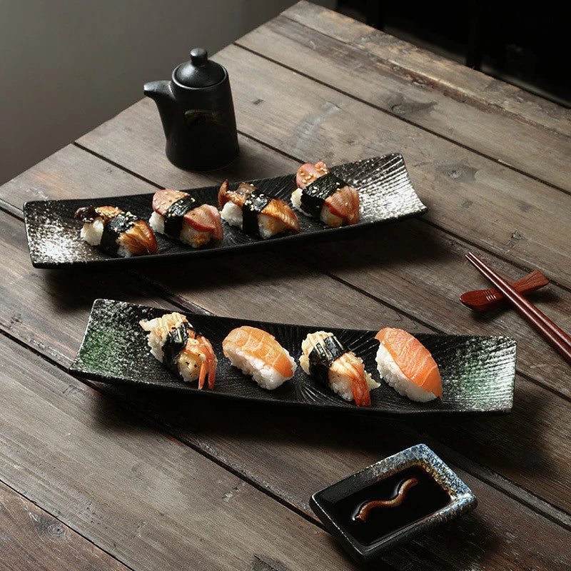 Minimalist Ceramic Sushi Plate – Elegant Design for Stylish Serving, 12 Long, Durable and Easy to Clean 