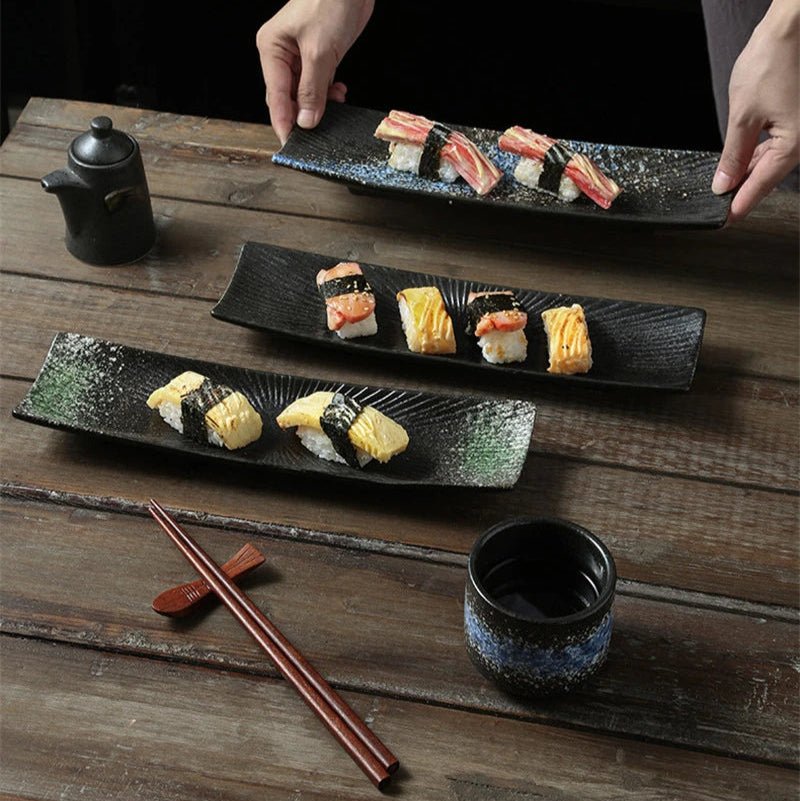Minimalist Ceramic Sushi Plate – Elegant Design for Stylish Serving, 12 Long, Durable and Easy to Clean 