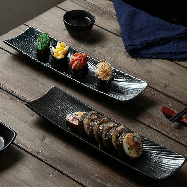 Minimalist Ceramic Sushi Plate – Elegant Design for Stylish Serving, 12 Long, Durable and Easy to Clean 