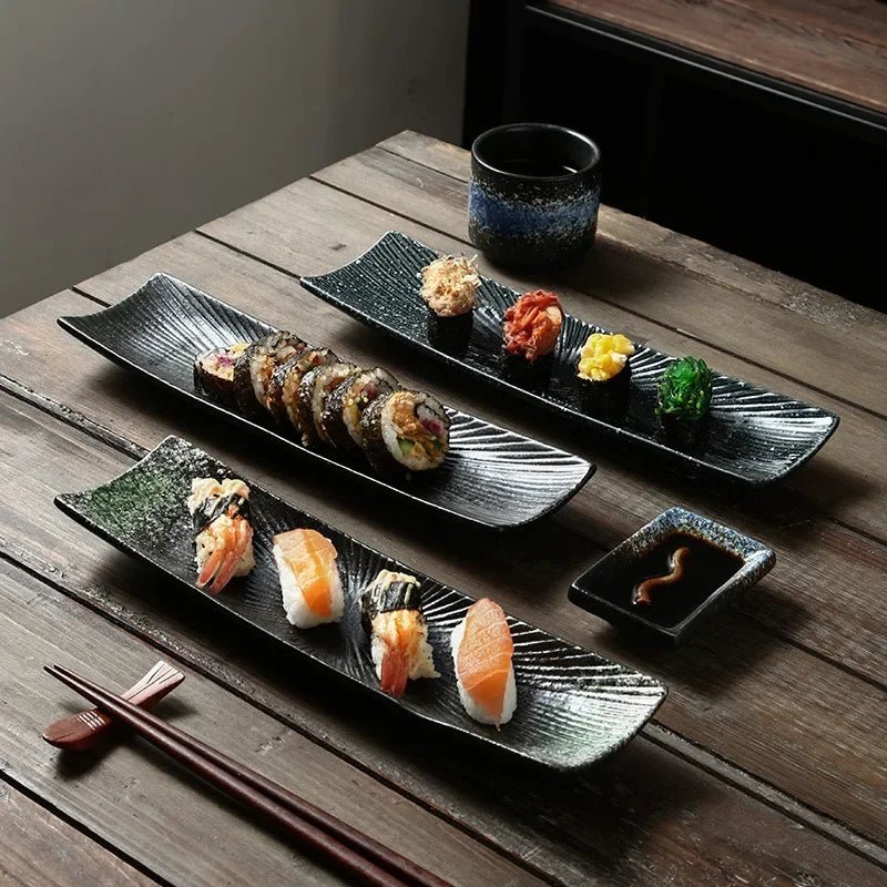 Minimalist Ceramic Sushi Plate – Elegant Design for Stylish Serving, 12 Long, Durable and Easy to Clean 