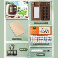 Mira Travel Watercolor Set | Portable Mini Color Box with 12 Vibrant Paints