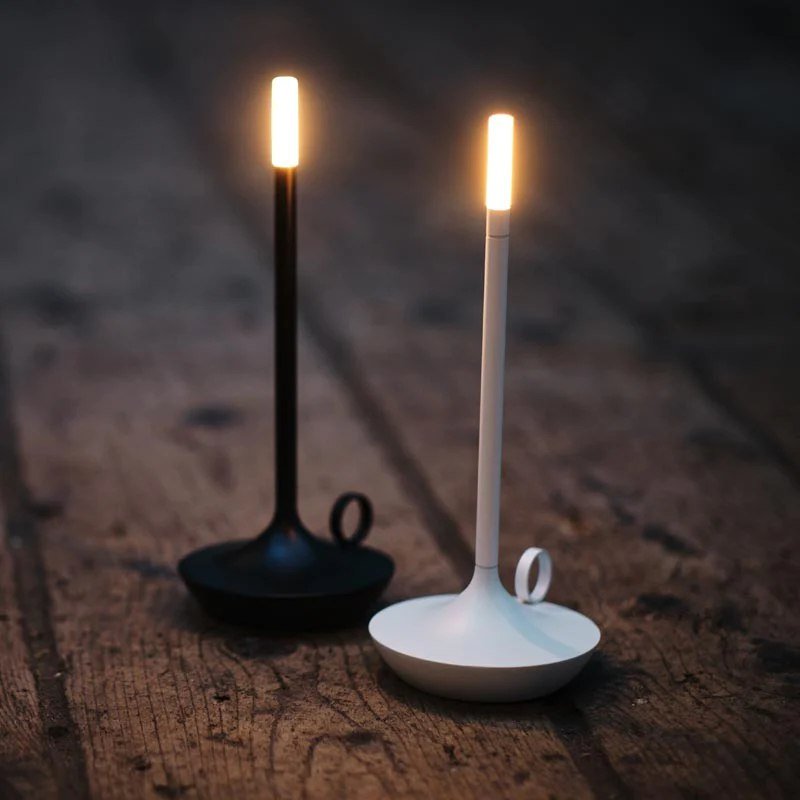 Modern Cordless Lamp with Touch Dimming – Rechargeable Battery Operated Candlestick Light in Brushed Aluminum Design 