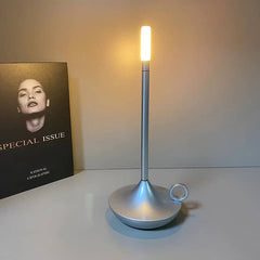 Modern Cordless Lamp with Touch Dimming – Rechargeable Battery Operated Candlestick Light in Brushed Aluminum Design 