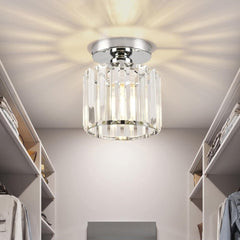 Modern Crystal Flush Mount Ceiling Light Fixture for Hallways and Low Ceilings