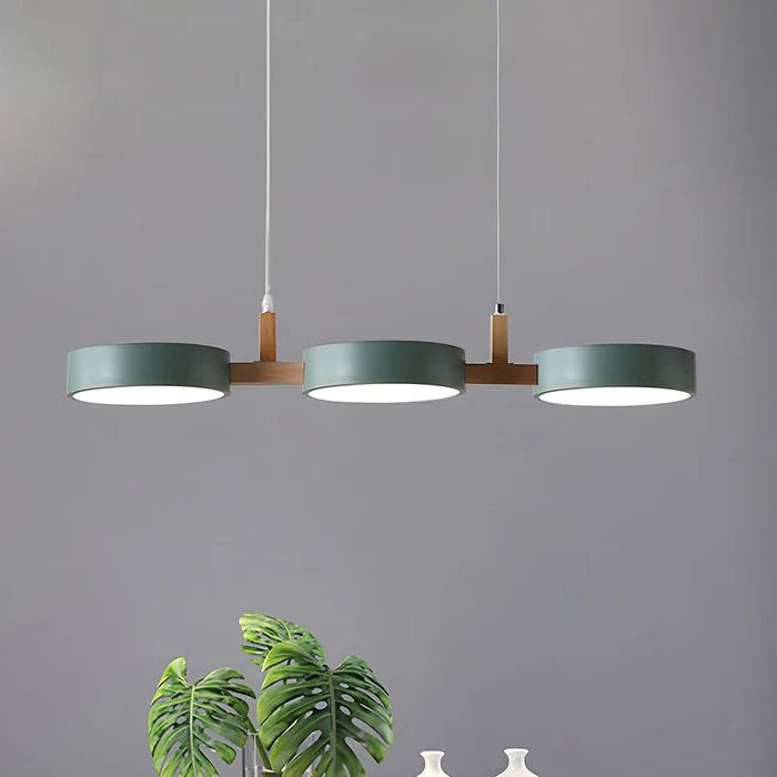 Modern Flush Mount Ceiling Light Fixture, Nordic Design with Metal and Wood, 3 Integrated LED Lights for Kitchens and Living Spaces 
