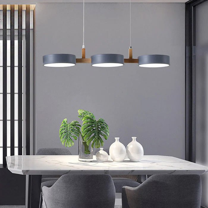 Modern Flush Mount Ceiling Light Fixture, Nordic Design with Metal and Wood, 3 Integrated LED Lights for Kitchens and Living Spaces 