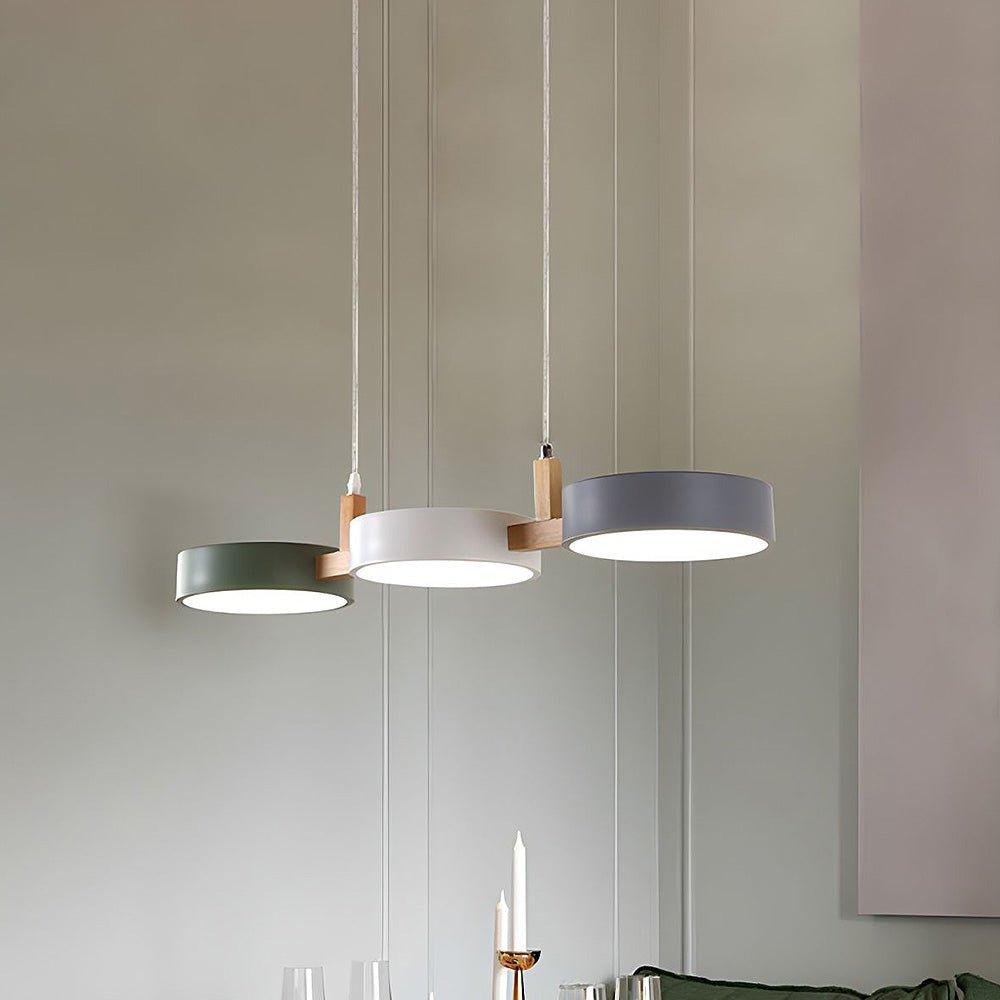 Modern Flush Mount Ceiling Light Fixture, Nordic Design with Metal and Wood, 3 Integrated LED Lights for Kitchens and Living Spaces 