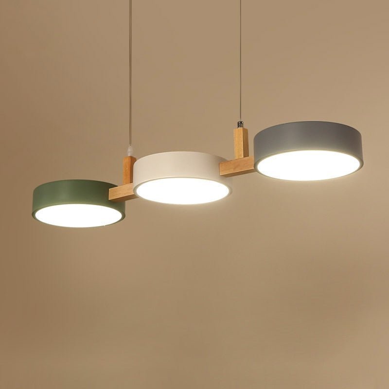 Modern Flush Mount Ceiling Light Fixture, Nordic Design with Metal and Wood, 3 Integrated LED Lights for Kitchens and Living Spaces 