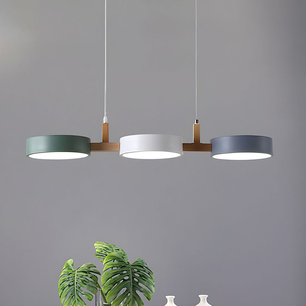 Modern Flush Mount Ceiling Light Fixture, Nordic Design with Metal and Wood, 3 Integrated LED Lights for Kitchens and Living Spaces 