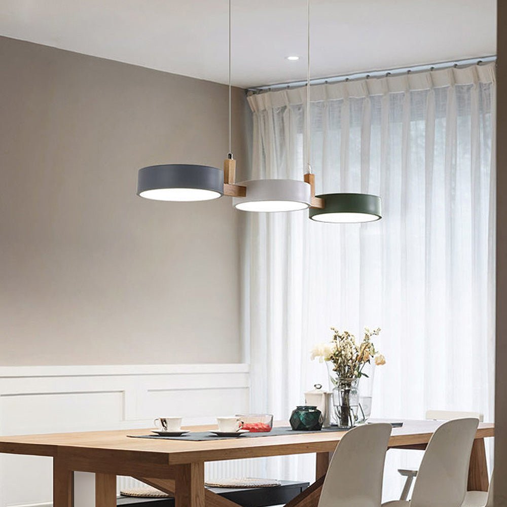 Modern Flush Mount Ceiling Light Fixture, Nordic Design with Metal and Wood, 3 Integrated LED Lights for Kitchens and Living Spaces 