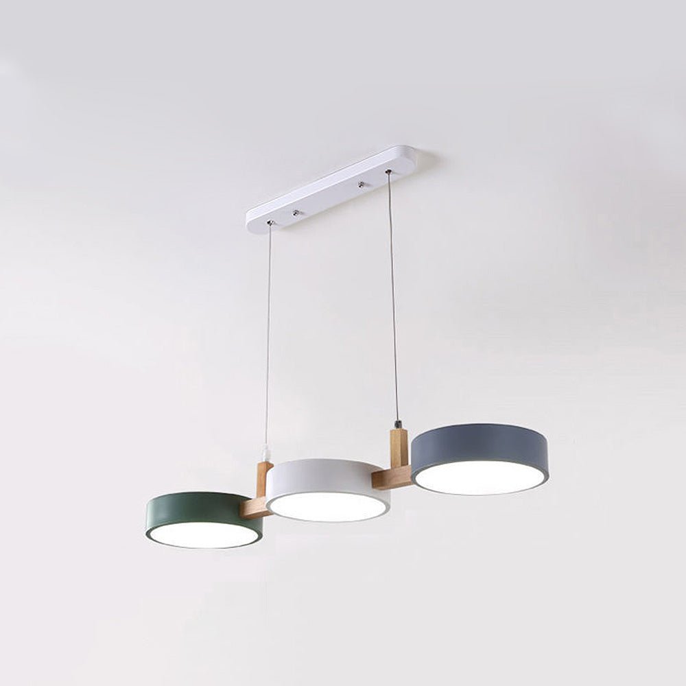 Modern Flush Mount Ceiling Light Fixture, Nordic Design with Metal and Wood, 3 Integrated LED Lights for Kitchens and Living Spaces 