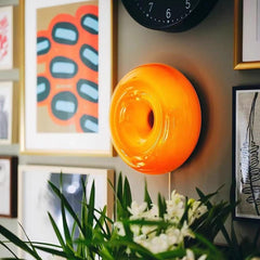 Modern Glass Wall Sconce Lamp with Dimmable LED – Unique Donut Design