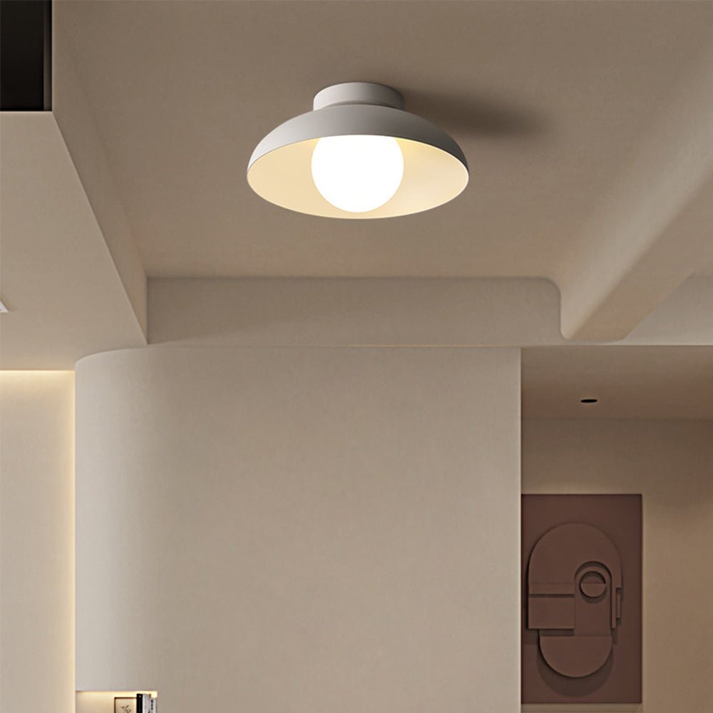 Modern White Flush Mount Ceiling Light – Minimalist Dome Design for Warm Ambient Lighting in Kitchens and Living Spaces