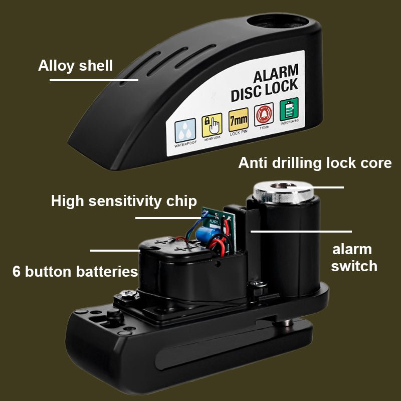 MetroLock Motorcycle Disc Brake Alarm Lock | 110dB Security, 6mm Pin, Alloy Body 