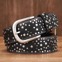 Nora Women's Studded Belt | Premium Leather, Unique Star Accents