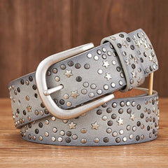 Nora Women's Studded Belt | Premium Leather, Unique Star Accents