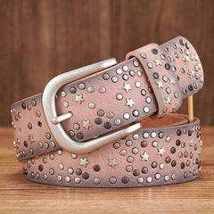 Nora Women's Studded Belt | Premium Leather, Unique Star Accents