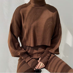 NoraFlex Women's Knit Turtleneck Set | Flexible Regular-Fit Lounge Outfit