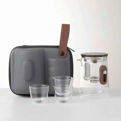Portable Glass Tea Set with 330ml Teapot and Travel Case – Perfect for On-the-Go Brewing