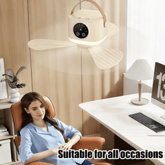 PortaBreeze Hanging Fan Light | Timer Remote, Type-C Charging & Plug-In Options
