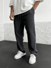 Ravel Heavyweight Vertical Rib Wide-Leg Pants | Baggy Stretch Waist Fit