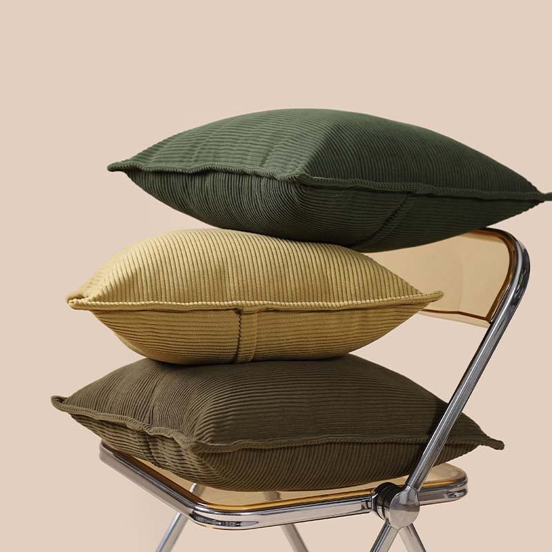 Ribbed Corduroy Throw Pillow in Earthy Tones – Soft and Versatile 18x18 Inches