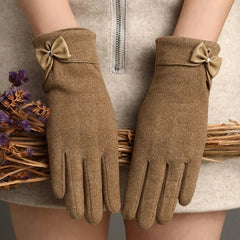 Riley Women's Gloves | Warm Wool-Mix with Bow Accent