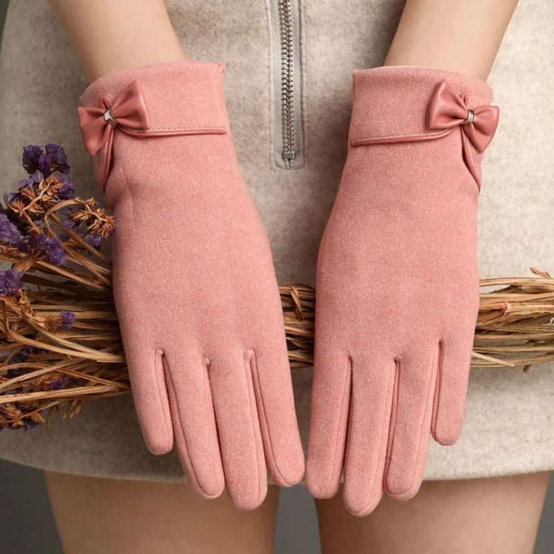 Riley Women's Gloves | Warm Wool-Mix with Bow Accent