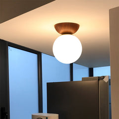 Scandinavian Flush Mount Ceiling Light Fixture, Modern Glass Design for Hallway, Soft Glow, 12cm Diameter, 20cm Height