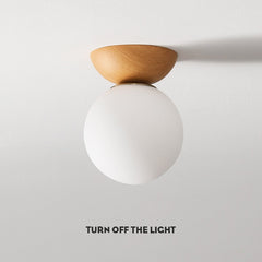 Scandinavian Flush Mount Ceiling Light Fixture, Modern Glass Design for Hallway, Soft Glow, 12cm Diameter, 20cm Height