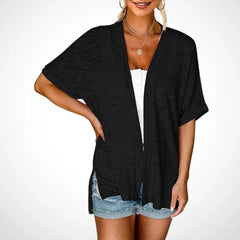 Serena Airy Short-Sleeve Cardigan | Draped Summer Layer
