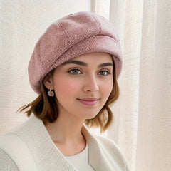 Sierra Women's Beret Hat | 100% Wool, Checkered Design