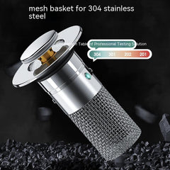 Sink Drain Stopper | Pop-Up Press Bounce | Stainless Steel Hair Catcher
