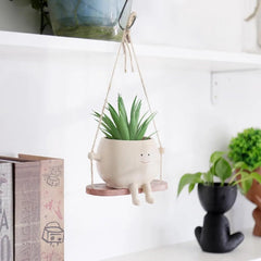 Swinging Plant Pot with Smiley Face | Indoor and Outdoor Decor