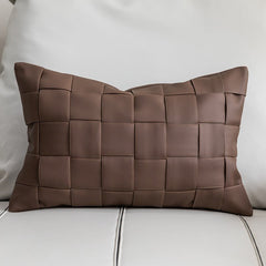 Textured Faux Leather Decorative Pillow Case – Cozy Throw Pillow Cover in Deep Espresso Brown, 26x12 & 18x18 Inches