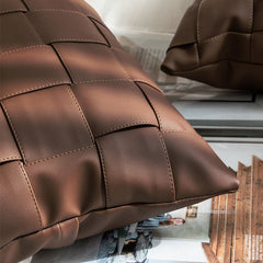 Textured Faux Leather Decorative Pillow Case – Cozy Throw Pillow Cover in Deep Espresso Brown, 26x12 & 18x18 Inches