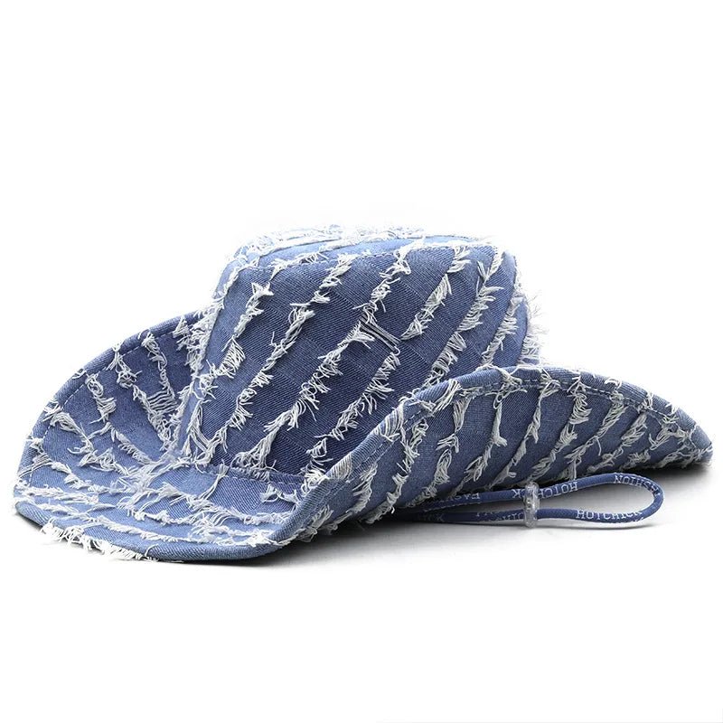 Varell Distressed Denim Hat | Comfortable Fit, Western Style