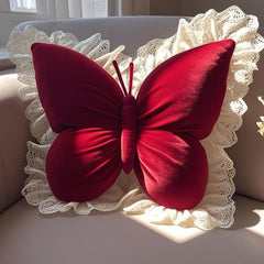 Velvet and Lace Decorative Throw Pillow – Plush Couch Accent Pillow for Stylish Home Decor