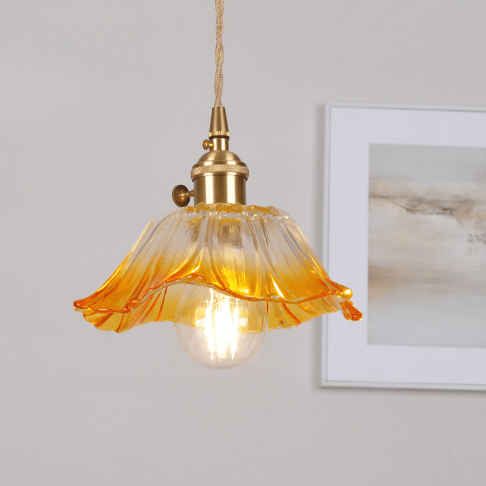 Vintage Glass Pendant Light Fixture for Dining Room and Kitchen – Adjustable Height Ceiling Light