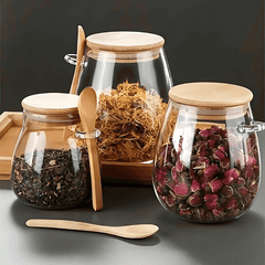 VivantSeal™ Airtight Glass Storage Jars with Bamboo Lids – Preserve Freshness and Flavor
