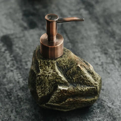 Volcanic-Inspired Ceramic Soap Dispenser with Slip-Resistant Base – Textured Design
