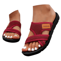 Wide-Fit Open Toe Flat Sandals | Cushioned Arch Support & Adjustable Straps