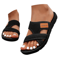 Wide-Fit Open Toe Flat Sandals | Cushioned Arch Support & Adjustable Straps