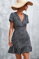 Fashion Dots Print V Neck Casual Dress Beachsissi