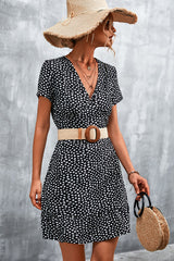 Fashion Dots Print V Neck Casual Dress Beachsissi
