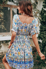 Fashion Off The Shoulder Floral Print Mini Dress Beachsissi